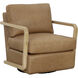 Castell Rustic Oak / Ludlow Sesame Leather Swivel Lounge Chair, Swivel